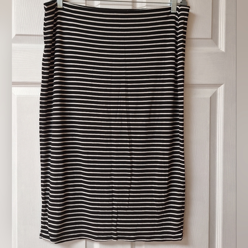 Black and White Striped Women's Skirt